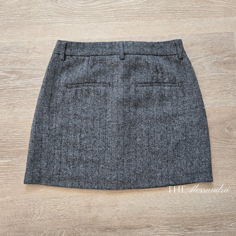 Vero Moda Lizzie Mini Skirt Herringbone Tweed EU 36 US 4 UK 8 New Without Tags - Picture 9 of 13